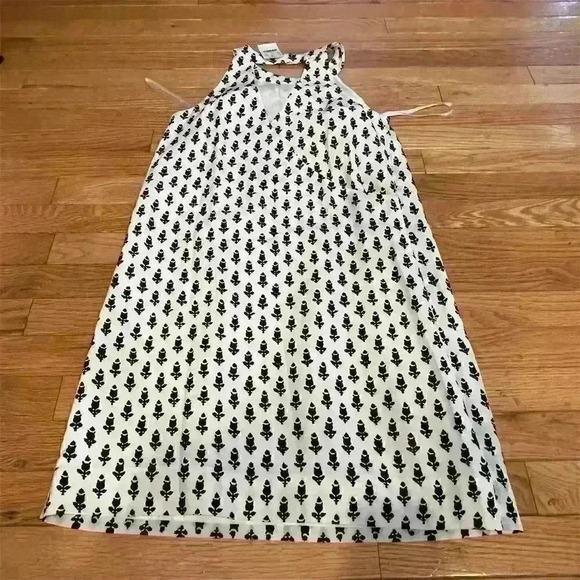 J.Crew Women's Sleeveless Halter Dress Size 0 Black & White Print Summer A-Line - Picture 7 of 7